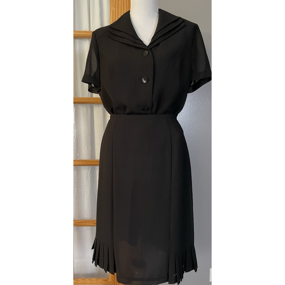 Ronnie Nicole 2 Piece Suit Women's 12 Black Blazer Pleated Skirt Business Gothic